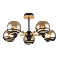 Люстры на штанге — Потолочная люстра IMEX MD.4896-5-S BK+WOOD купить в  Люстры на штанге — Потолочная люстра IMEX MD.4896-5-S BK+WOOD купить в
