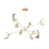 Люстры на штанге — Подвесная люстра IMEX MD.4902-6-S WH+WOOD купить в  Люстры на штанге — Подвесная люстра IMEX MD.4902-6-S WH+WOOD купить в