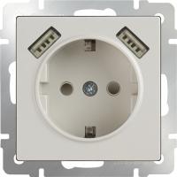Розетки — Розетка Werkel WL03-SKGS-USBx2-IP20 (слоновая кость) купить в 