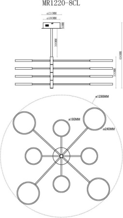 Люстры на штанге — Люстра на штанге MyFar MR1220-8CL купить в 