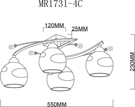 Люстры на штанге — Люстра на штанге MyFar MR1731-4C купить в 