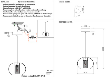 Подвесные светильники — Подвесной светильник Crystal Lux BELEZA SP1 E CHROME купить в 