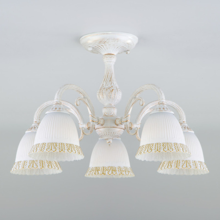 Люстры на штанге — Люстра на штанге Eurosvet 60107/5 белый с золотом купить в 