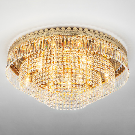 Люстры накладные — Накладная люстра Eurosvet 10078/10 золото/прозрачный хрусталь Strotskis купить в 