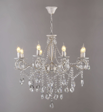 Люстры подвесные — 2609/8 белый с патиной золото купить в 