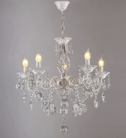 Люстры подвесные — 2598/5 белый с патиной золото купить в 