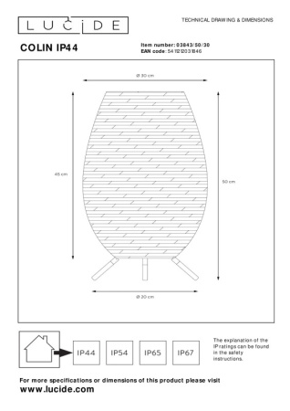 Уличные настольные светильники — Уличный светильник LUCIDE 03843/50/30 купить в 