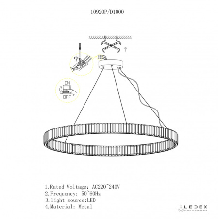 Подвесные светильники — Подвесной светильник iLedex 10920P/1-38W-3000K-D1000 GL-CL купить в  Подвесные светильники — Подвесной светильник iLedex 10920P/1-38W-3000K-D1000 GL-CL купить в