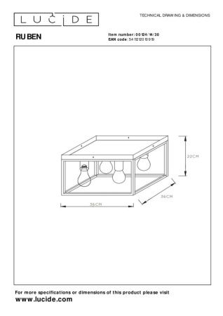 Накладные светильники — Накладной светильник LUCIDE 00124/14/30 купить в 
