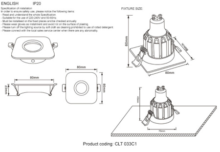 Встраиваемые точечные светильники — Встраиваемый светильник Crystal Lux CLT 033C1 WH купить в 