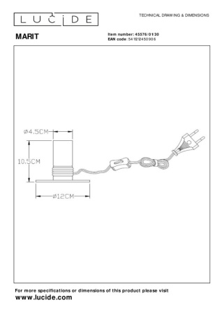 Настольные лампы — Настольная лампа LUCIDE 45576/01/30 купить в 