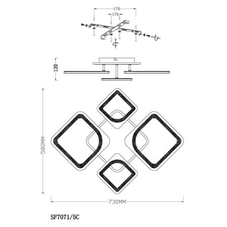 Потолочные люстры — Потолочная люстра Seven Fires Kejl SF7071/5C-SGD-RGB купить в 