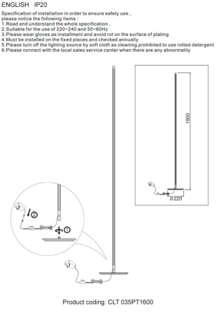 Торшеры и напольные светильники — Торшер Crystal Lux CLT 035PT1600 BL купить в  Торшеры и напольные светильники — Торшер Crystal Lux CLT 035PT1600 BL купить в