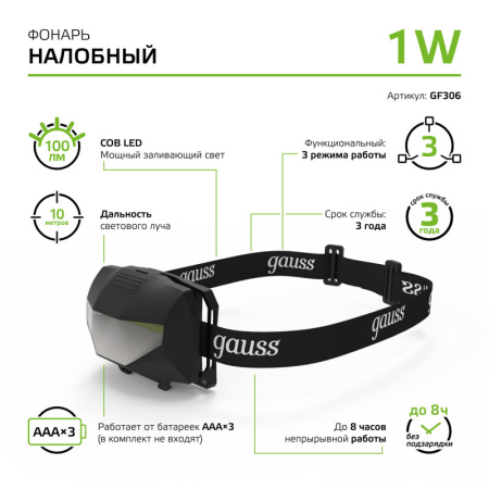 Фонари — Фонарь Gauss GF306 купить в 