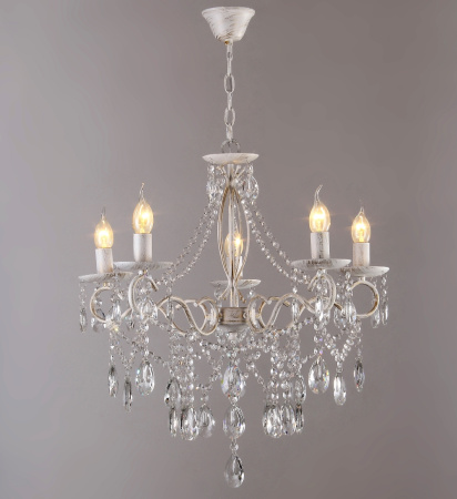 Люстры подвесные — 02609/5 белый с патиной золото купить в 