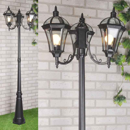 Высокие уличные фонари — Садово-парковый светильник Elektrostandard Capella F/3 черный купить в 