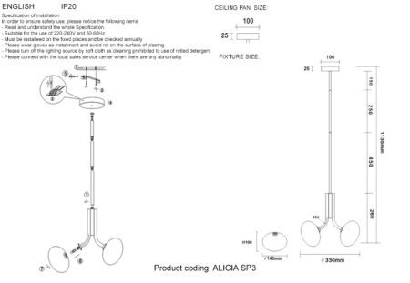 Люстры подвесные — Подвесная люстра Crystal Lux ALICIA SP3 CHROME/WHITE купить в 