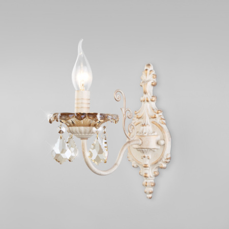 Настенные бра — Бра Eurosvet 10118/1 белый с золотом/тонированный хрусталь Strotskis купить в 
