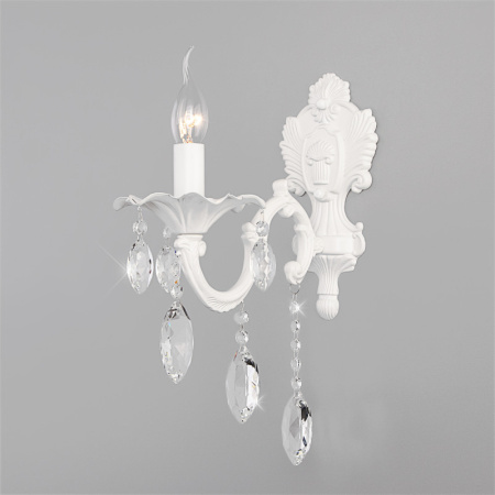 Настенные бра — Бра Eurosvet 10108/1 белый/прозрачный хрусталь Strotskis купить в 