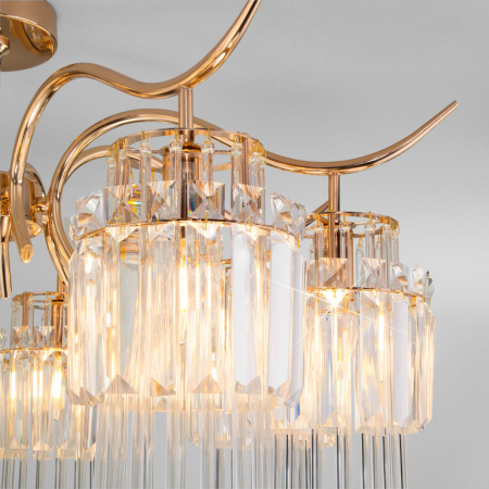 Люстры на штанге — Люстра на штанге Eurosvet 10119/8 золото/прозрачный хрусталь Strotskis купить в 