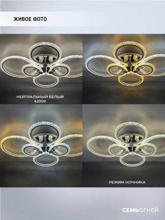 Потолочные люстры — Потолочная светодиодная люстра Seven Fires Fumane WD7501/6C-WT-CR-RGB купить в 