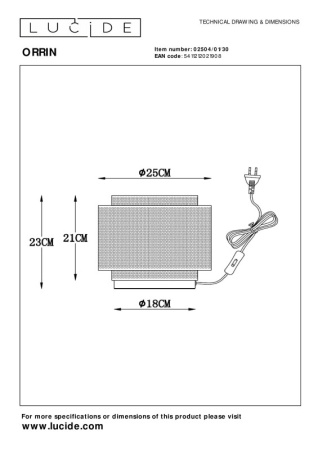 Настольные лампы — Настольная лампа LUCIDE 02504/01/30 купить в 