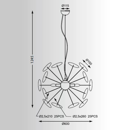 Люстры подвесные — Подвесная люстра Zumaline Dots TS-081111P-BK купить в 