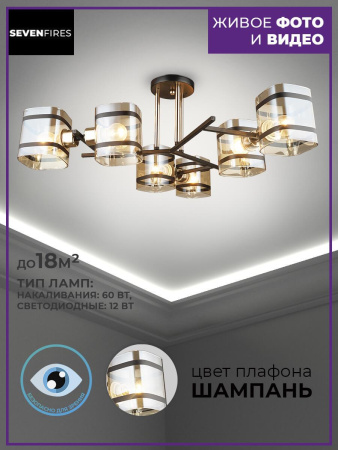 Потолочные люстры — Потолочная люстра Seven Fires Klaso SF3316/6C-BK-FGD купить в 