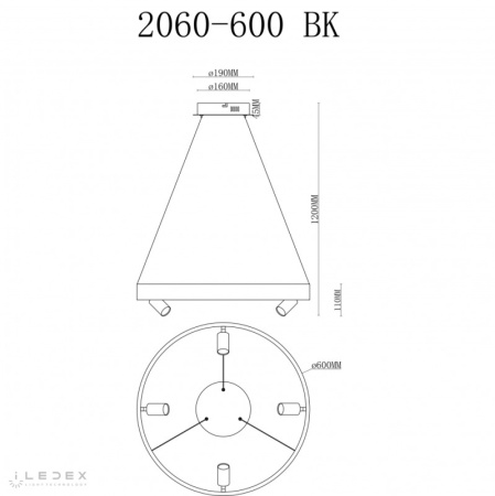 Люстры подвесные — Подвесная люстра iLedex 2060-D600 BK купить в  Люстры подвесные — Подвесная люстра iLedex 2060-D600 BK купить в