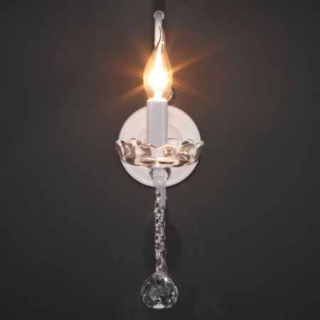 Настенные бра — Бра Eurosvet 10107/1 глянцевый белый/прозрачный хрусталь Strotskis купить в 