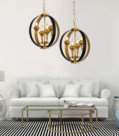 Люстры подвесные — Подвесная люстра Lumina Deco LDP 1225-4 BK+GD купить в 