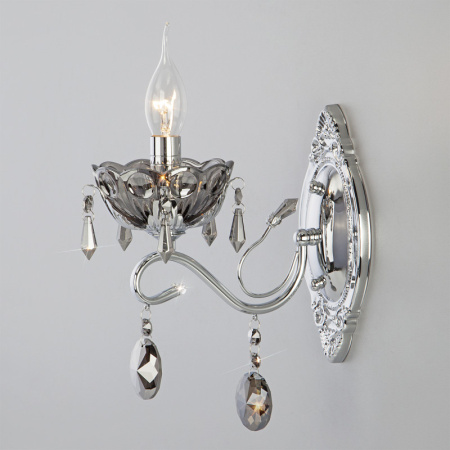 Настенные бра — Бра Eurosvet 10103/1 хром/дымчатый хрусталь Strotskis купить в 
