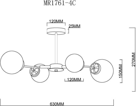 Люстры на штанге — Люстра на штанге MyFar MR1761-4C купить в 