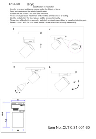 Трековые светильники — Светильник на шине Crystal Lux CLT 0.31 001 60 BL-BZ купить в 