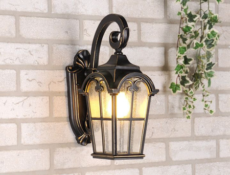 Уличные настенные светильники — Светильник настенный Elektrostandard Mira D черное золото купить в 