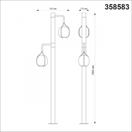 Высокие уличные фонари — Садово-парковый светильник Novotech 358583 купить в 