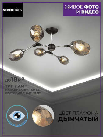 Потолочные люстры — Потолочная люстра Seven Fires Betney SF3330/6C-BK-CR-SMK купить в 
