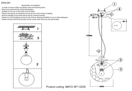 Подвесные светильники — Подвесной светильник Crystal Lux MAYO SP1 D200 CHROME/BLUE купить в 