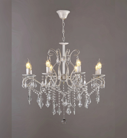 Люстры подвесные — 02594/8 белый с патиной хром купить в 