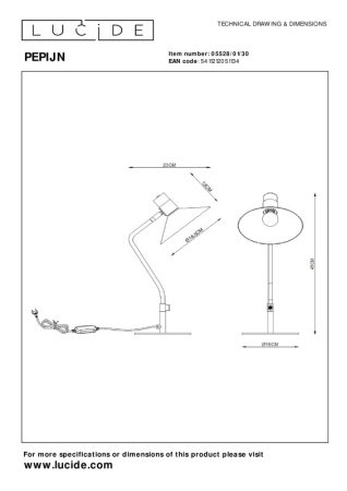 Настольные лампы — Настольная лампа LUCIDE 05528/01/30 купить в 
