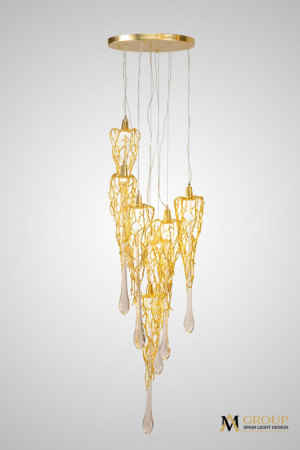 Люстры каскадные — Каскадная люстра AM Group MANTECADO D600-7 GOLD купить в 