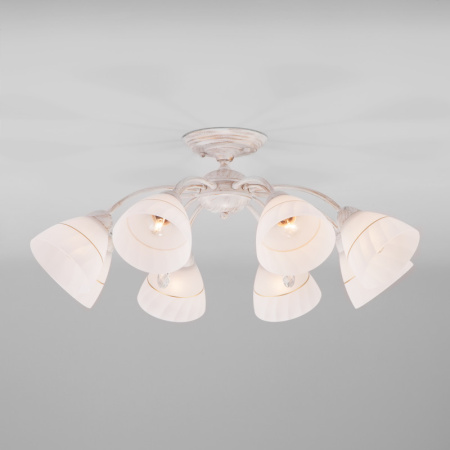 Люстры на штанге — Люстра на штанге Eurosvet 30156/8 белый с золотом купить в 