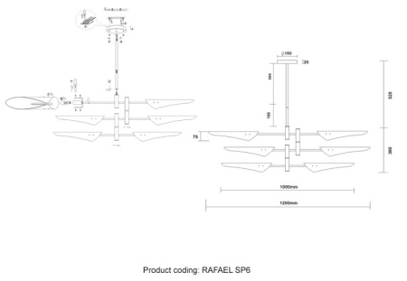 Люстры на штанге — Люстра на штанге Crystal Lux RAFAEL SP6 GOLD купить в 