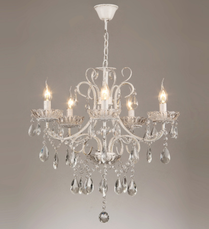 Люстры подвесные — 02262/5 белый с патиной хром купить в 