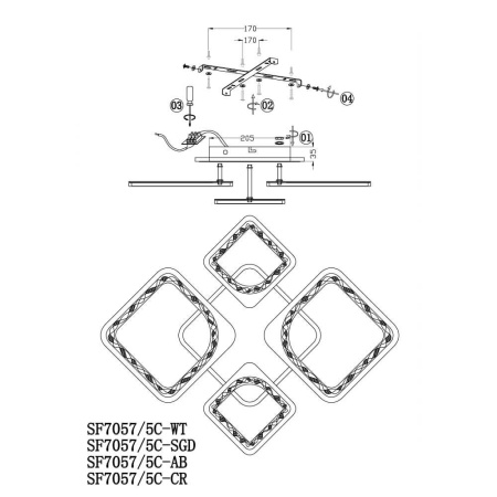 Потолочные люстры — Потолочная люстра Seven Fires Brand SF7057/5C-WT-RGB купить в 