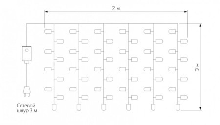 Светодиодные занавесы — Светодиодный занавес Eurosvet 200-002 теплый белый 2*3м IP20 купить в 