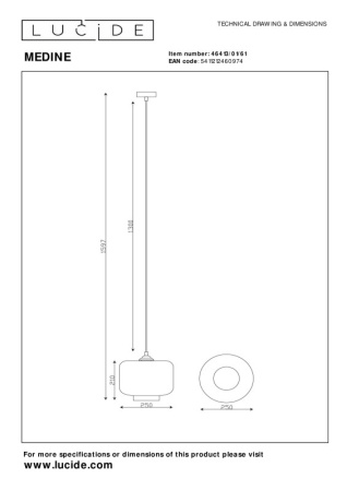 Подвесные светильники — Подвесной светильник LUCIDE 46413/01/61 купить в 