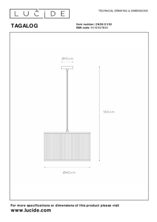 Подвесные светильники — Подвесной светильник LUCIDE 21429/01/30 купить в 