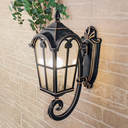 Уличные настенные светильники — Светильник настенный Elektrostandard Mira U черное золото купить в 