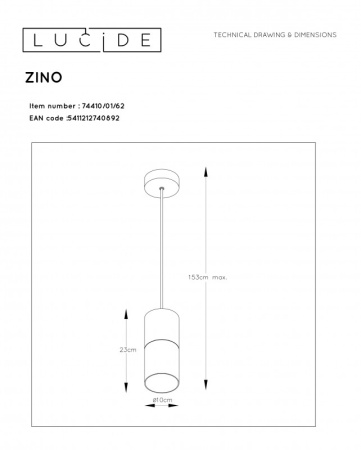 Подвесные светильники — Подвесной светильник LUCIDE 74410/01/62 купить в 